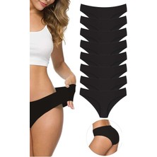 Leopardess 8 Adet Kadın Dikişsiz Lazer Kesim Esnek İz yapmayan Külot Siyah