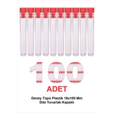 Atel-San Deney Tüpü Plastik 16x100 mm / Dibi Yuvarlak Kapaklı x 100 Adet