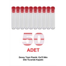 Atel-San Deney Tüpü Plastik 12x75 mm / Dibi Yuvarlak Kapaklı X 50 Adet