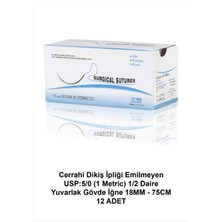 Atel-San Cerrahi Dikiş İpliği (İPEK) Emilmeyen Usp:5/0 (1 Metric) 1/2 Daire - Yuvarlak Gövde İğne 18MM - 75CM 12 Adet