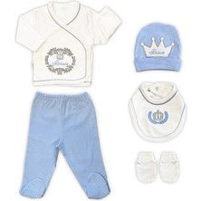 Sema Baby Prens Lüks 5 Parça Hastane Çıkışı Zıbın Seti - Mavi