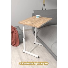 Depolife Eğim Yükseklik Ayarlı Laptop Sehpası Kahvaltı Ders Çalışma Bilgisayar Ofis Yemek Masası Metal Ayak