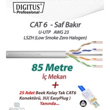 Digitus Cat6 85 Metre Saf Bakır U-Utp Lszh (Low Smoke Zero Halogen) Ağ İnternet Kablosu Gri