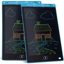 Sevimle Store 2li Dijital Renkli 10 Inc Çocuk Yazı Tableti Çizim Tahtası LCD Renkli Ekranlı E-Çizim Tableti E-Yazı Tableti (Mavi/mavi)