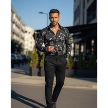 Yusgos Erkek Regular Uzun Kol Kolay Ütülenir Desenli Pamuklu Gömlek