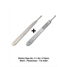 Atel-San Bıstüri Sapı No:3 + No:4 Takım / Steril Sap Paslanmaz - 1'er Adet