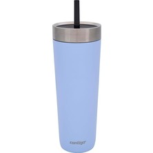 Sevimle Store Unisex Adult No-Spill Tumbler Yalıtımlı Su Şişesi, Pipetli, Mavi, 720 ml