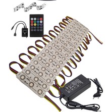 Powerr Led Aydınlatma 20 Adet 12 Volt Samsung 0.72 Watt 3 Lensli Rgb LED Modül Sese ve Müziğe Duyarlı Kumanda 5A Plastik Adaptör Set