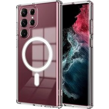 Egstech Galaxy S23 Ultra Kılıf Magsafe Halkalı Özellikli Şeffaf Sert Pc Sararmaz Kapak