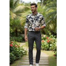 Yusgos Uzun Kollu Pamuklu Kumaş Desenli Regular Fit Erkek Gömlek