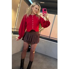 Mir Store Kırmızı Fit Kesim Crop Hırka