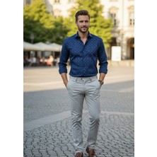 Yusgos Erkek Regular Uzun Kol Noktalı Pamuk Saten Gömlek