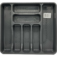 Sevimle Store Plastik 39X42,5X5 cm Çekmece Içi Jumbo Boy 7 Gözlü Kaşıklık Antrasit