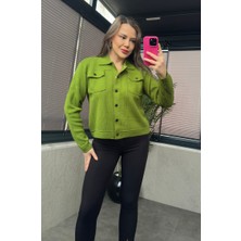 Mir Store Siyah Çıtçıt Düğmeli Yeşil Merserize Hırka