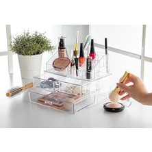 Sevimle Store Çekmeceli Şeffaf Makyaj Organizeri Set Takı Kutusu Düzenleyici (Şeffaf 3 Çekmeceli)