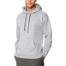 Defy Moda Erkek Uzun Kol Kapşonlu Basic Sweatshirt Hoodie - Gri
