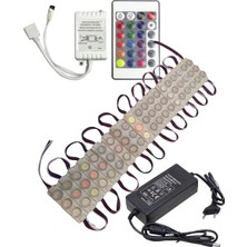 Powerr Led Aydınlatma 20 Adet 12 Volt 3 Watt 3 Lensli Rgb 3030 Smd LED Modül 24 Tuşlu Rgb Kumanda 5A Plastik Adaptör Set