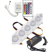 Powerr Led Aydınlatma 20 Adet 12 Volt 1.5 Watt Tek Lensli Rgb 3030 LED Modül 24 Tuşlu Rgb Kumanda 5A Plastik Adaptör Set