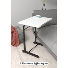 Depolife Eğim Yükseklik Ayarlı Laptop Sehpası Kahvaltı Ders Çalışma Bilgisayar Ofis Yemek Masası Metal Ayak