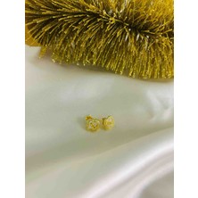 Generic 925 Ayar Gümüş Gold (Altın ) Renkli Kadın Küpe -  Şans Temalı Model