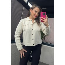 Mir Store Siyah Çıtçıt Düğmeli Krem Merserize Hırka