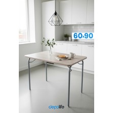 Depolife Pratik Katlanır Ayak Mutfak Yemek Masası Balkon Ders Çalışma Piknik Masa 60X90CM Ceviz