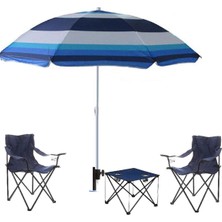 Depolife Kamp Piknik Koltuk Masası Plaj Şemsiyesi Kazık Seti Bahçe Plaj Doğa Katlanır Çantalı Set