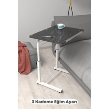 Depolife Eğim Yükseklik Ayarlı Laptop Sehpası Kahvaltı Ders Çalışma Bilgisayar Ofis Yemek Masası Metal Ayak