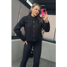 Mir Store Gümüş Çıtçıt Düğmeli Siyah Merserize Hırka