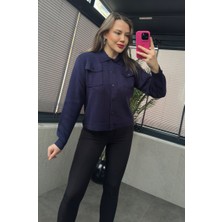 Mir Store Siyah Çıtçıt Düğmeli Lacivert Merserize Hırka