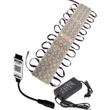 Powerr Led Aydınlatma 20 Adet 12 Volt 3 Watt 3 Lensli Rgb 3030 Smd LED Modül Bluetooth Kumanda 5A Plastik Adaptör Set