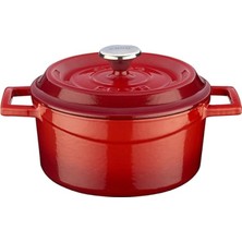 Sevimle Store Döküm Yuvarlak Tencere, Trendy, 16CM, Kırmızı