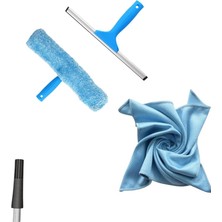 Sevimle Store Stand Metal Başlıklı Cam Çek Çek Camsil 35 cm + 35 Cmpeluş ve Aparatı + 50X50 Mikrofiber Cam Bezi + Aparat