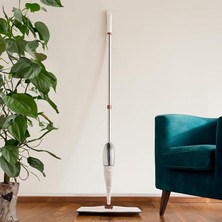 Sevimle Store 13279 Deterjan Hazneli 360 Derece Dönebilen Sprey Mop Yedek Bezli Temizlik Paspası - Krem