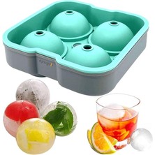 Sevimle Store Chef Eysigo Büyük Boy Silikon 4 Bölmeli Top Buz Kalıbı, Sarı Gri (Yeşil Gri)