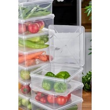 Sevimle Store - 15'li Set Saklama Kabı, 10 Adet 500ML Dikdörtgen ve 5 Adet 2500ML Kare Şeffaf Kendinden Kapaklı Saklama Kabı, Bpa Içermez, Buzdolabı, Dondurucu ve Dolap Organizeri