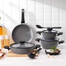 Sevimle Store Alpha Granit Tencere Seti 9 Parça-Gri