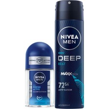 Sevimle Store Men Erkek Sprey Deodorant Deep Beat 150ML ve Mini Roll-On Fresh Active 25ML Set, Ter Karşıtı Koruma
