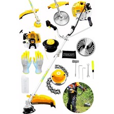 Sevimle Store Alman 16 Hp Tam Profesyonel Yan Tipi Benzinli Tırpan Ot Çalı Çim Biçme Makinesi Sarı + Canavar Başlık