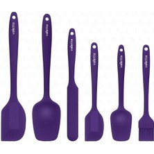 Sevimle Store Drongo Isıya Dayanıklı Yanmaz Yapışmaz Silikon Spatula Seti 6 Parça Mor