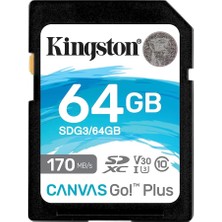 Sevimle Store Canvas Go! Plus 64GB Sdxc Hafıza Kartı SDG3/64GB 170MBS - 70MB/S Kadar Okuma - Yazma, UHS-I,U3,V30, Dlsr, 4K Video Kaydı