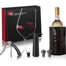 Sevimle Store Vin Experience 6 Parçalı Şarap Seti, Şarap Pompası, Şarap Boşaltıcı, Garson Bıçağı, Yedek Tıpa, 68897606, Siyah