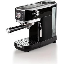 Sevimle Store Espresso Slim Metal 1381, Manometreli Kahve Makinesi, Kahve Tozu ve Ese Kapsülleri ile Uyumlu, 15 Bar Max, Filtre 1 Veya 2 Fincan, Cappuccino Başlığı, 1300 W, Siyah