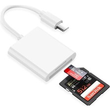 Sevimle Store Type-C To Sd-Microsd Kart Okuyuculu Kamera Adaptörü - Beyaz - AL4116