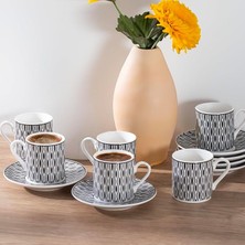 Sevimle Store Perotti YX03 Desenli Porselen Fincan Takımı - Türk Kahvesi 6 Kişilik 90 cc