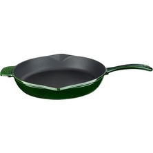 Sevimle Store Metal Premium Serisi - Döküm Kızartma Tavası, Yuvarlak, 28 Cm, Majolik Yeşil