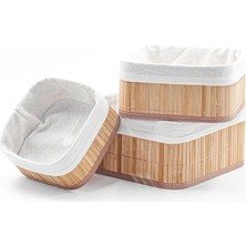Sevimle Store 3'lü Çok Amaçlı Bambu Organizer Seti, Çok Boyutlu Mutfak Banyo Ev Sepetleri, Büyük, Orta, Küçük Boy