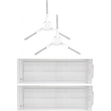 Sevimle Store Akıllı Robot Süpürge Mi Vacuum Mop Pro-Vacuum Mop P Uyumlu 2 Li Hepa Filtre 2 Li Yan Fırça Yedek Parça Seti (Mop Pro/mop P) ile Uyumlu 4 Parça Beyaz Set