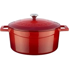 Sevimle Store Metal Döküm Yuvarlak Tencere, 24 Cm, Kırmızı