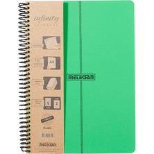 Sevimle Store Infinity Primary Serisi, A4, 7 Konulu (5 Kareli, 2 Çizgili) 210 Yaprak Pp Kapaklı Spiralli Defter, Yeşil